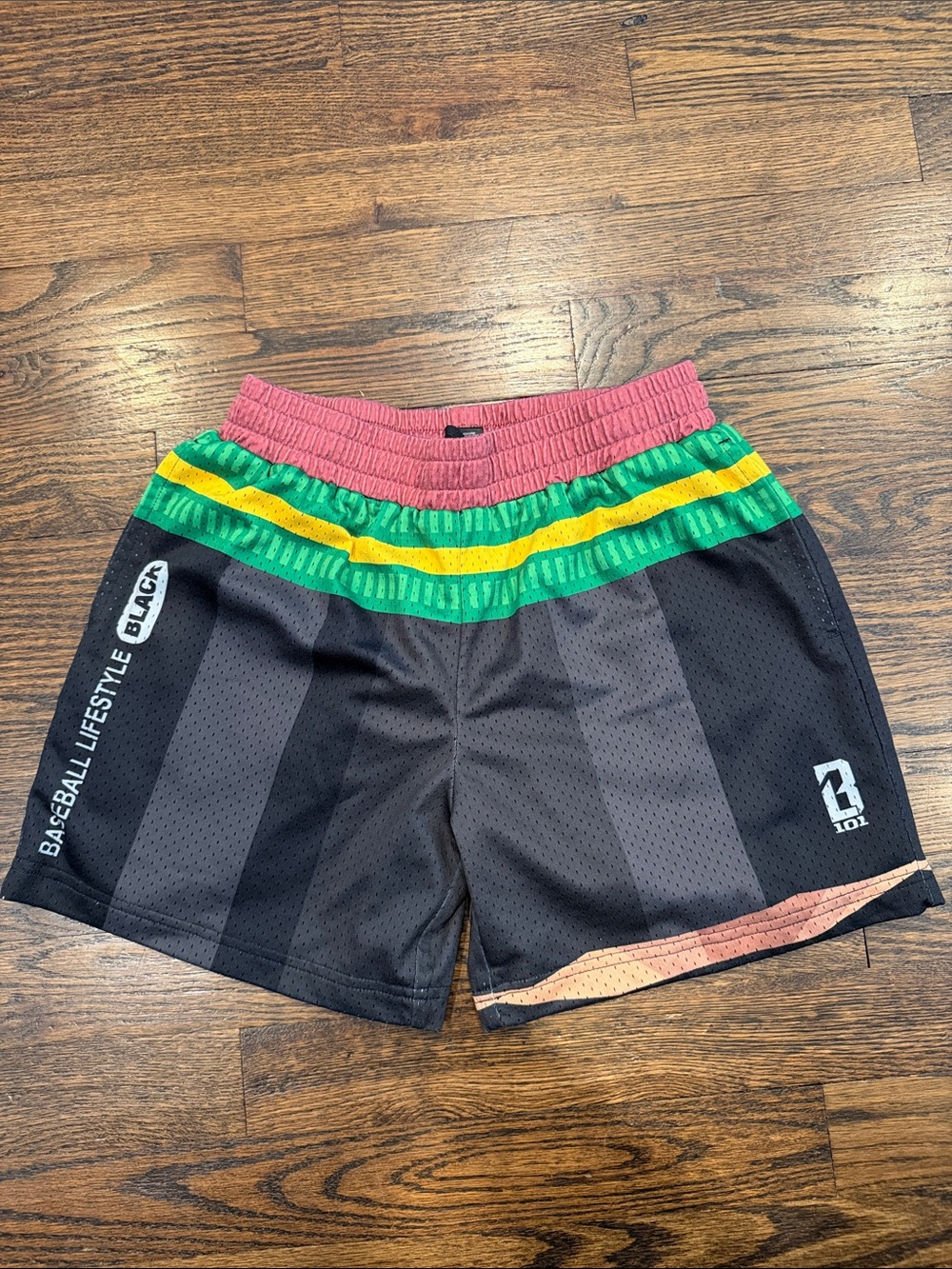 Baseball Lifestyle Kids Black Multicolor Stripe Athletic Shorts